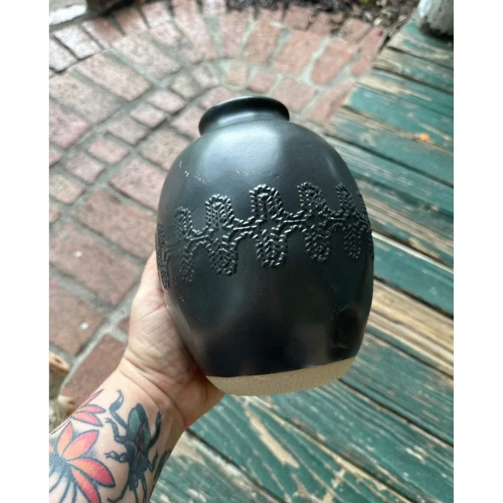 Hearth & Hand with Magnolia Matte Black Textured Stoneware Decorative Vase 6.5